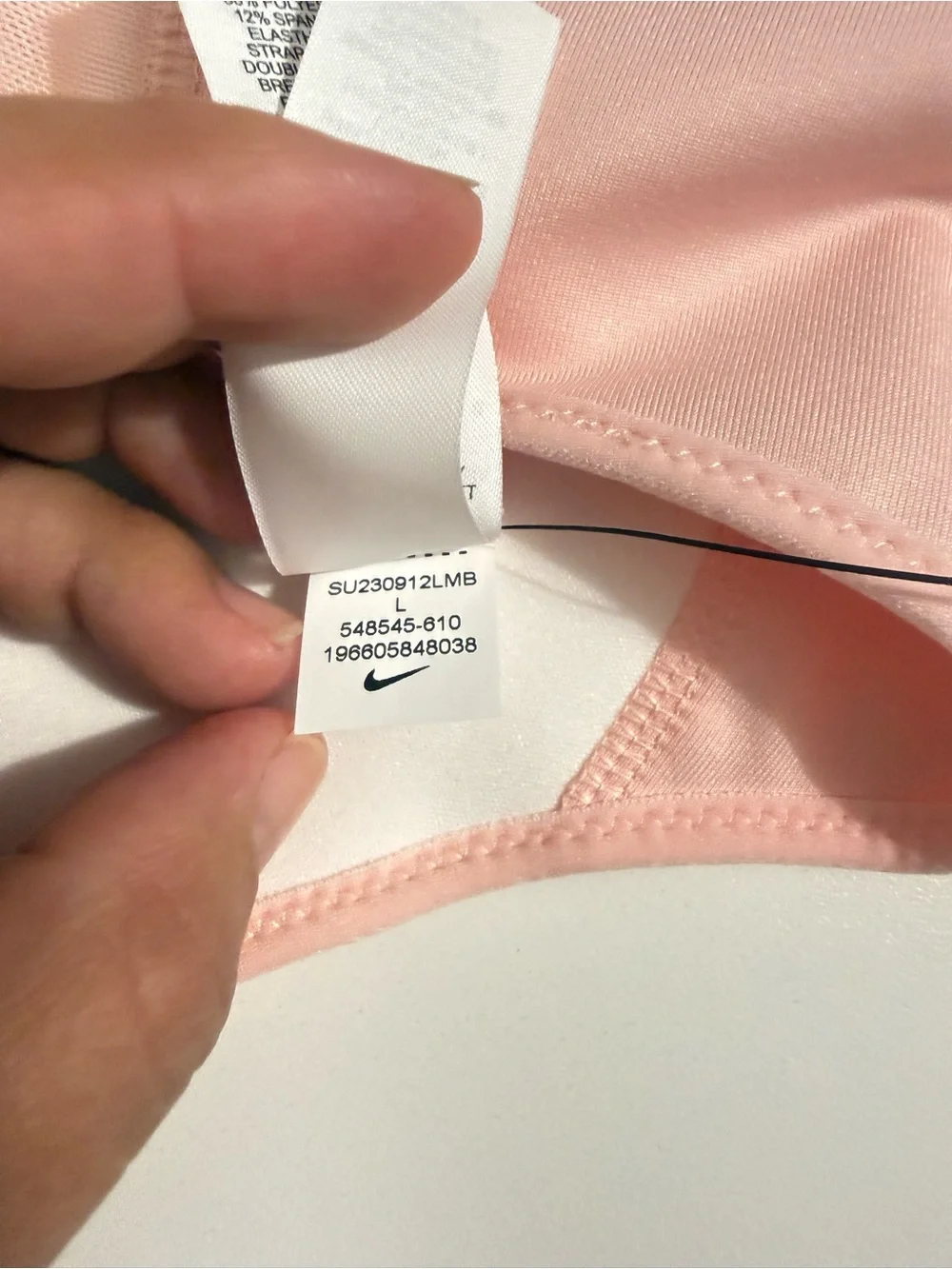 Nike Pink Racerback Sports Bra with White Swoosh Sz L